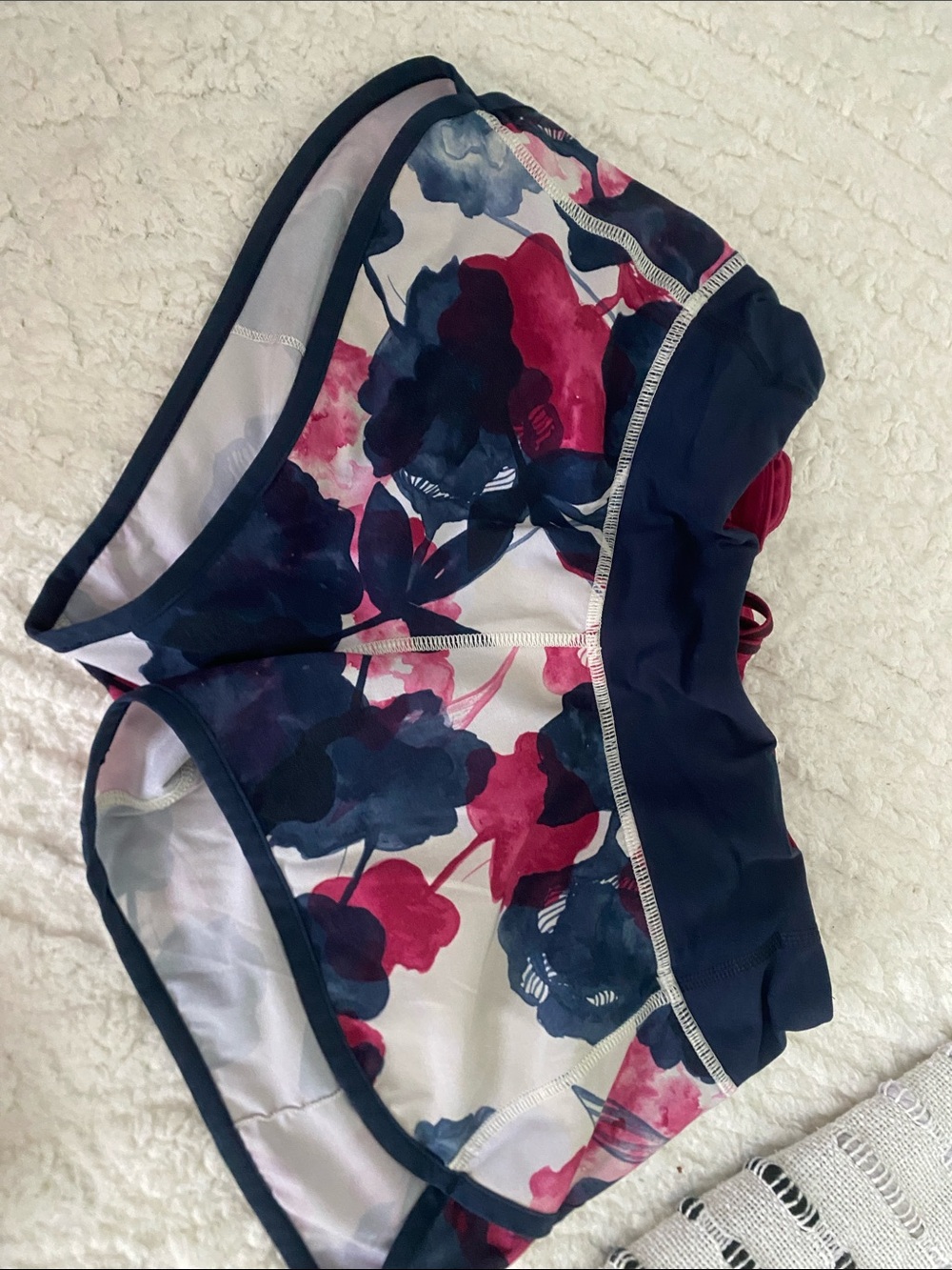 Lululemon Floral Athletic Shorts with Navy Trim